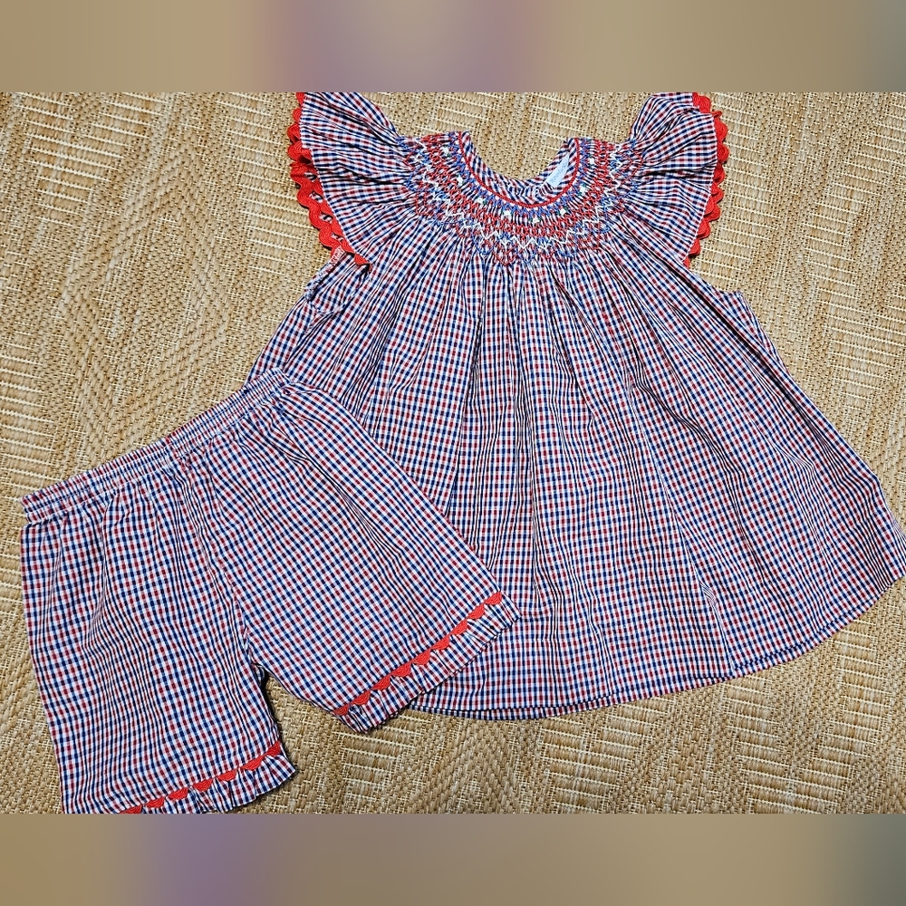Red and Blue Gingham Smocked Size 4T